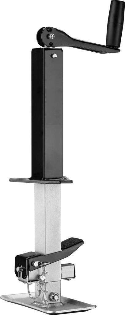 Wiltec Stützfuß 900 kg Kurbel oben mit A-Rahmen-Halterung, höhenverstellbare Anhängerstütze mit Fußpedal, Abstellstütze für Wohnwagen und A...