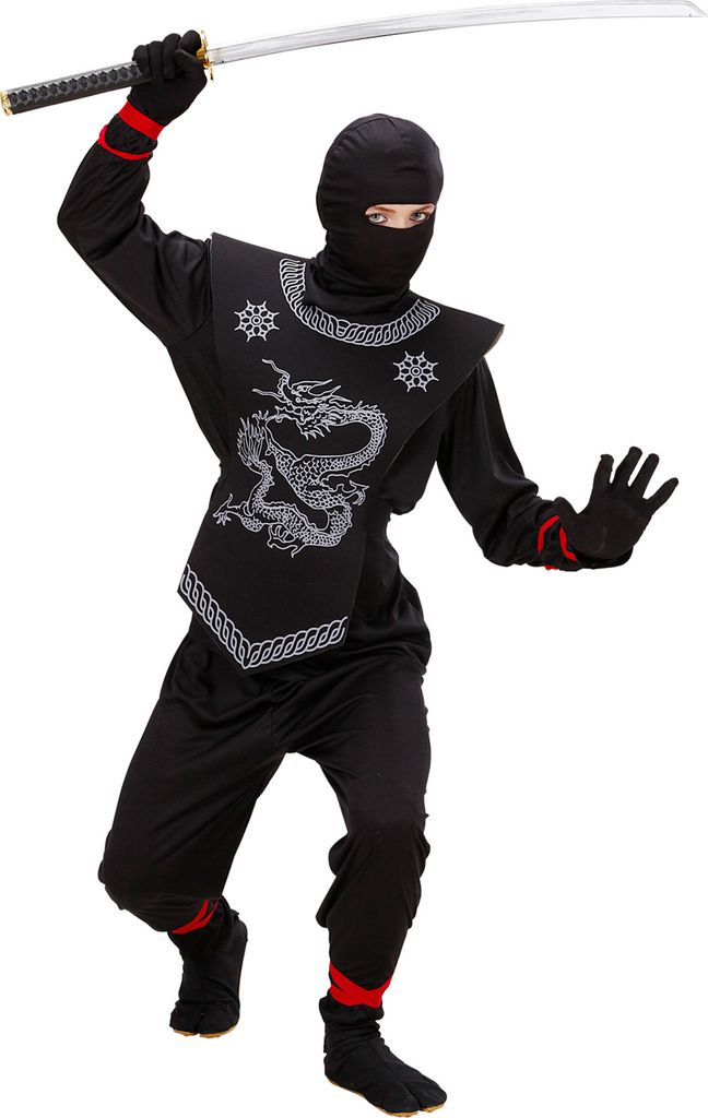 Kostüm Ninja Dragon Kinder schwarz 4-tlg. Größe: 158 Produktbild 
