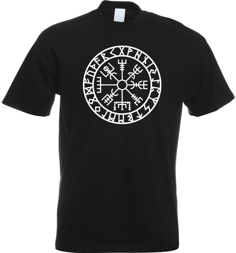 Kiwistar - T-Shirt - schwarz - Wikingerkompass Runen Motiv Bedruckt Funshirt Design Print - mit Motiv Bedruckt - Funshirt Design - Sport - Freizeit...