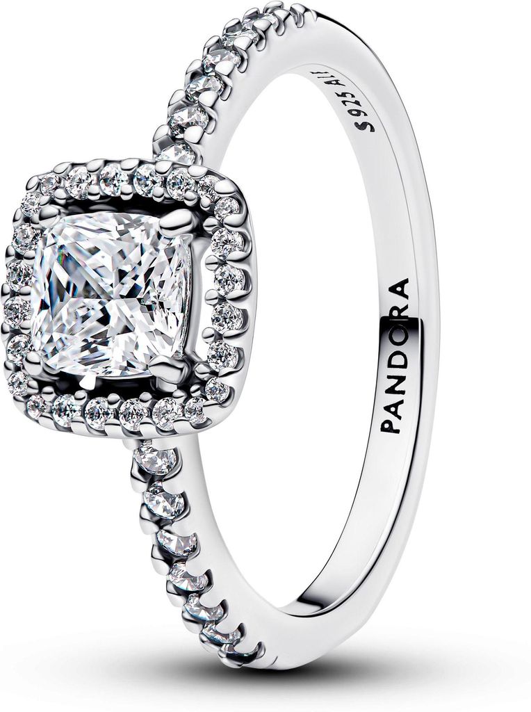 Pandora Funkelnder Quadratischer Strahlenkranz Ring 193555C02 Damenring, Ringgröße:56