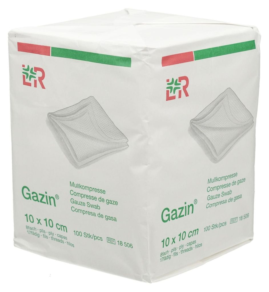 Compresas estériles Gazin, 10 cm x 10 cm, 8 unidades, Imagen del producto 