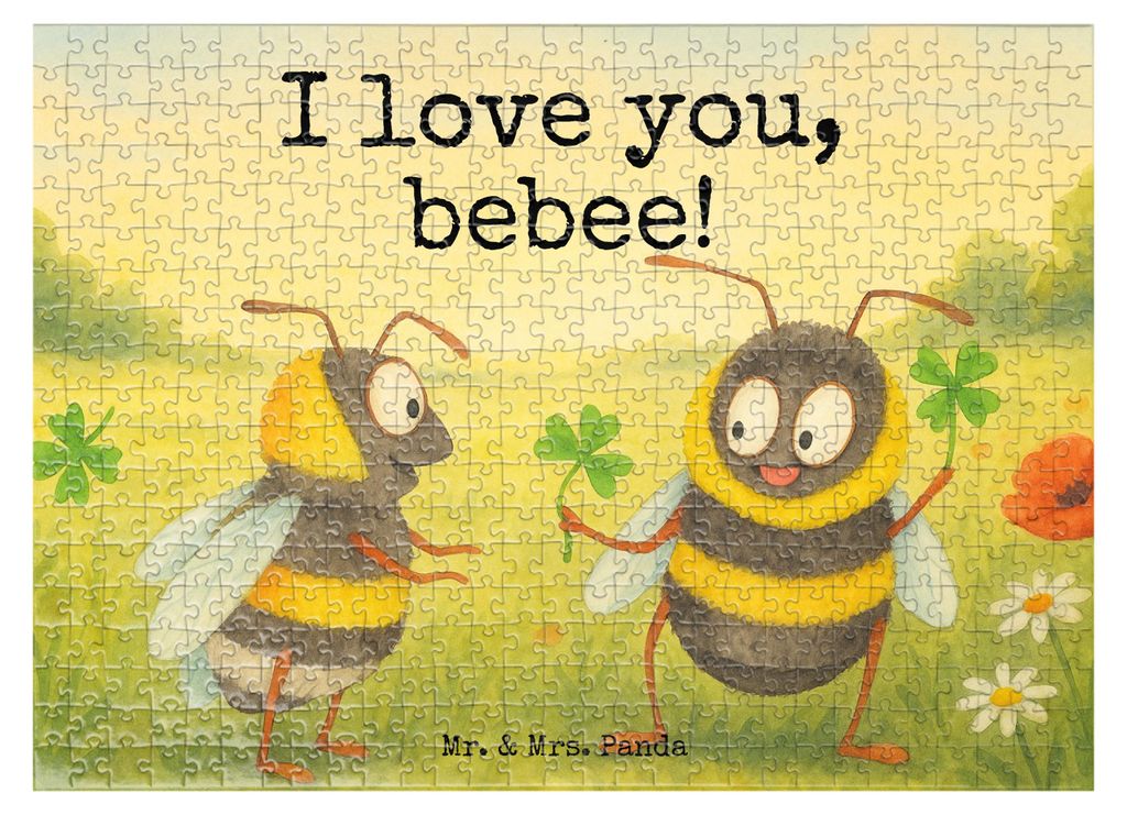 Mr. & Mrs. Panda Puzzle Bienen Paar Design 551 Teile - Weiß - Geschenk, Valentinstag, Freundin, Freund, Puzzlespiel, Hochzeitstag, für Frauen, 50...