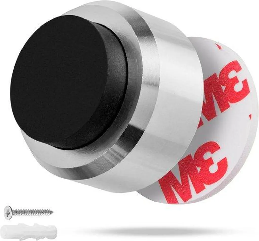 Butée de porte en acier inoxydable avec tampon caoutchouc et kit complet