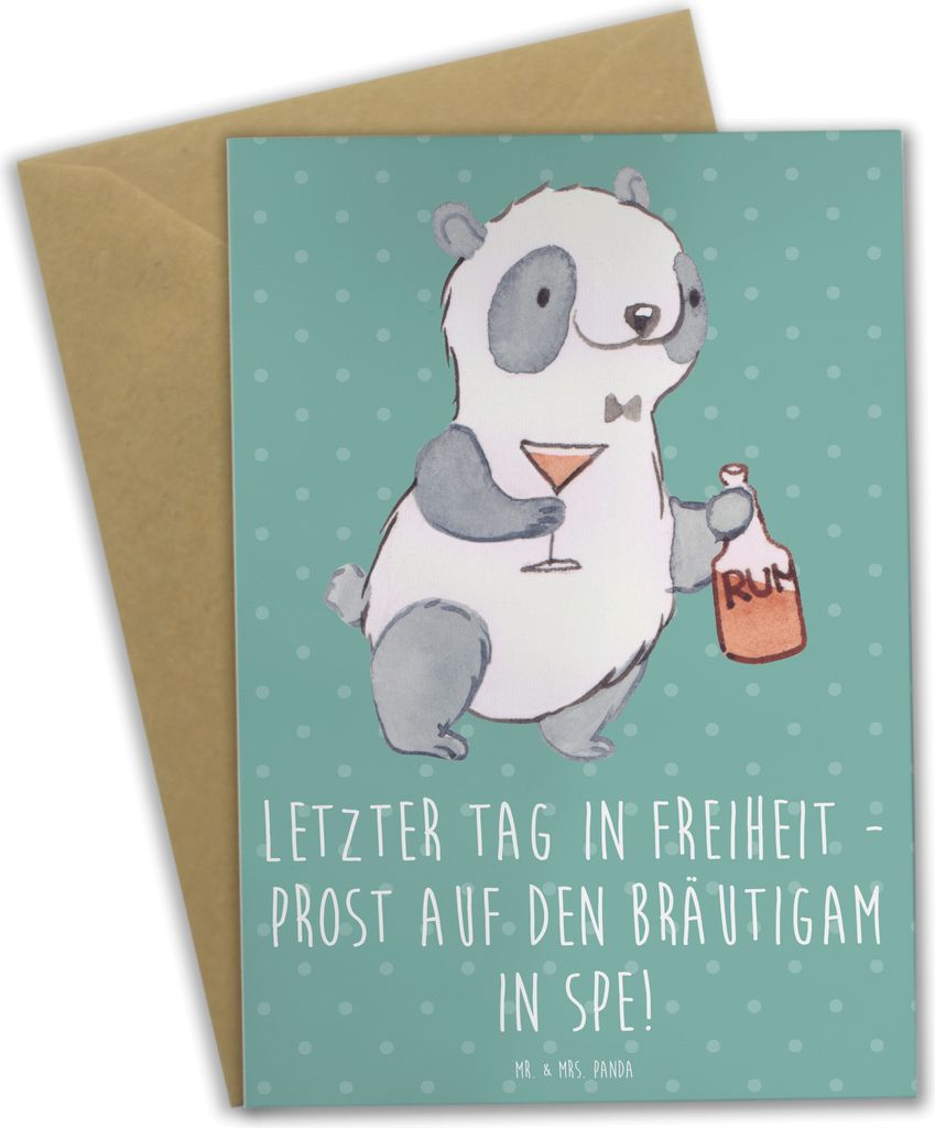 Mr. & Mrs. Panda Klappkarte Junggesellenabschied Feier - Meeresbrise - Geschenk, Heiraten, Geschenkideen, Heirat, handgefertigte Produkte, glückwu...