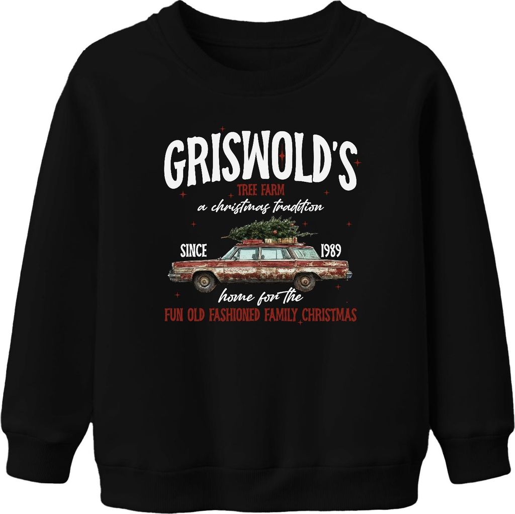 Griswolds Tree Farm Schöne Bescherung Clark - Weihnachten Christmas Xmas Uni Kinder Weihnachtspullover, Schwarz, 152
