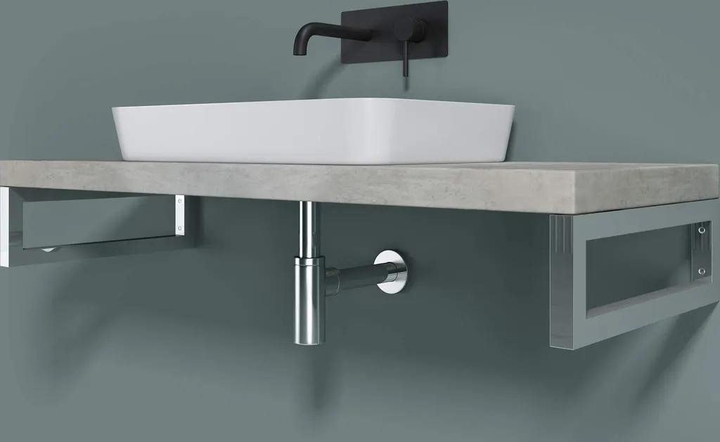 Fixation Murale Anti-Rouille pour Plan de Vasque Lourd en Acier Inox 50cm