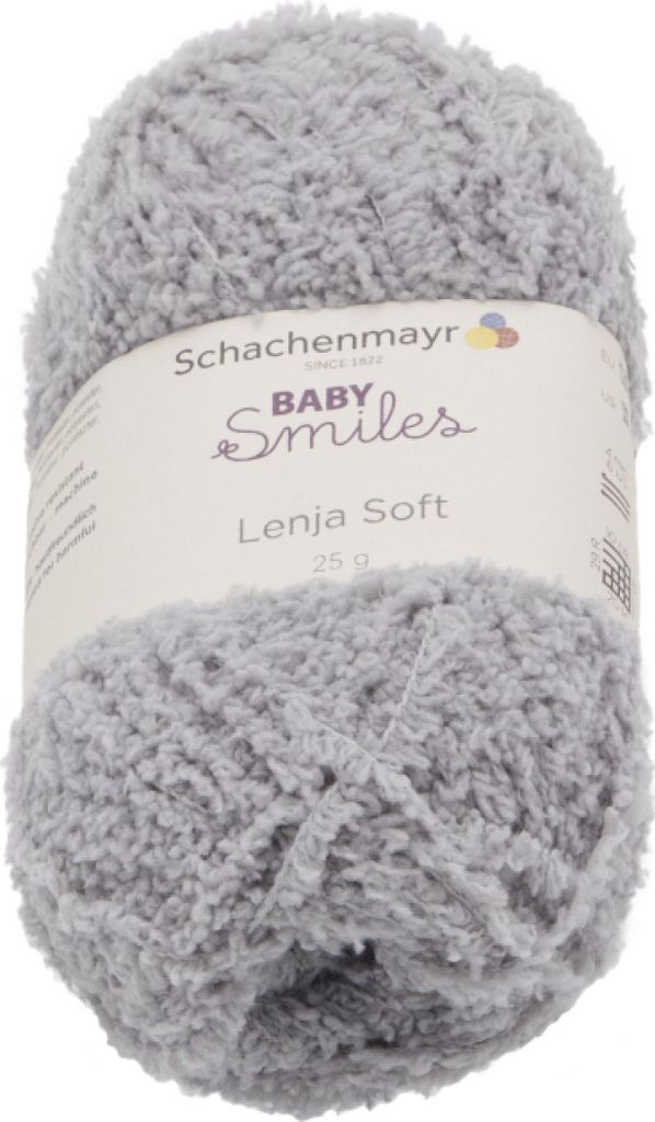 A ball of grey yarn with a label.