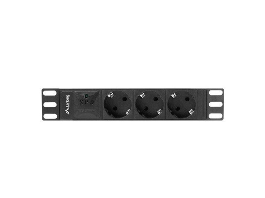 Lanberg PDU Multiprise 10" 1U 3x Schuko 2m noir Image du produit 