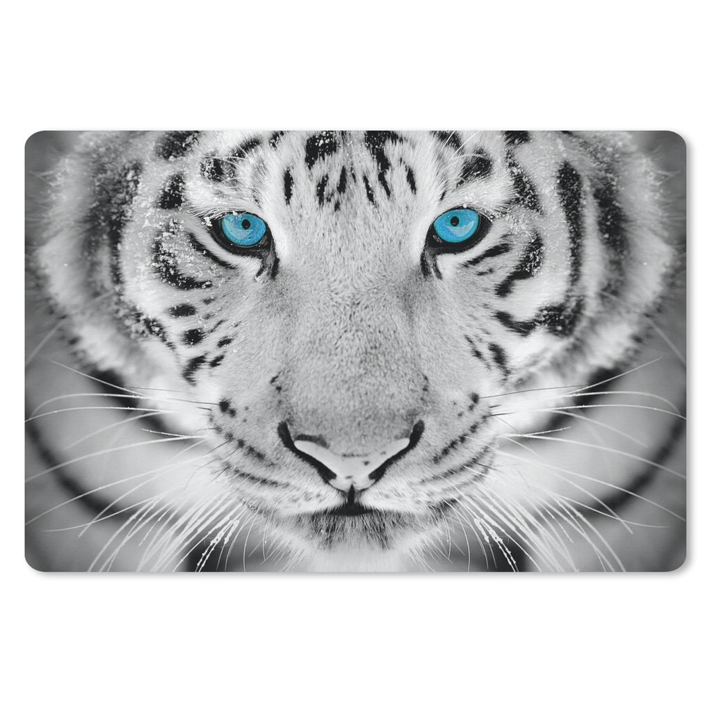 MuchoWow Mauspad Mousepad Tiere - Tiger - Augen - Blau - Schwarz und weiß 27x18 cm - Mousepads - Maus Mat - Pad - Mausunterlage - Büroartikel -...