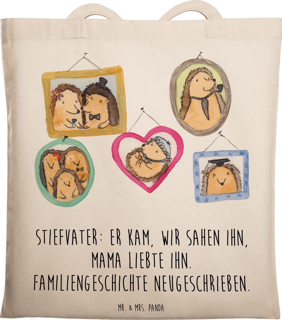 Mr. & Mrs. Panda Stoffbeutel Stiefvater Liebe - Transparent - Geschenk, Liebvoll, Wertschätzung, Schultasche, Familie, Weihnachten, Laptoptasche, ...