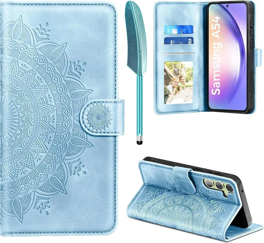 Cover Portafoglio Samsung A54 5G EASDNB Blu Cielo RFID Pelle PU