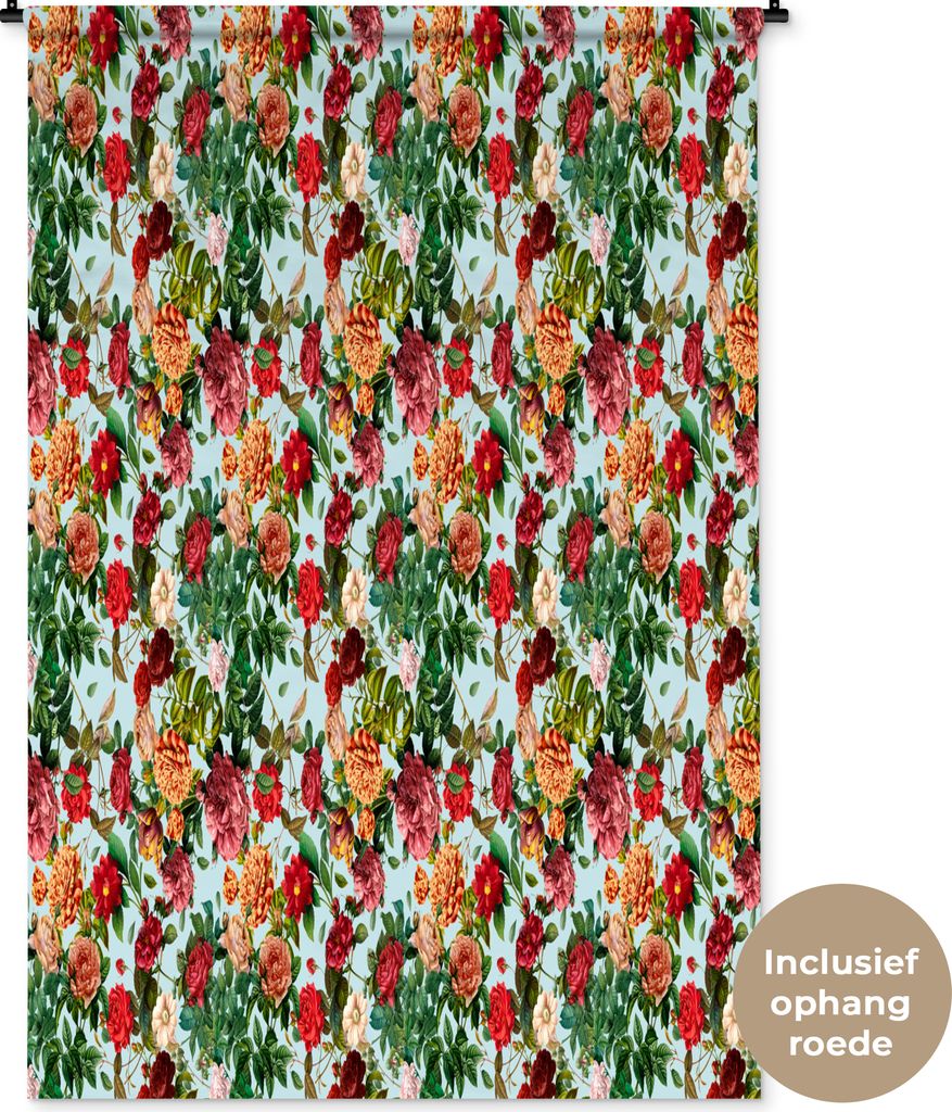 MuchoWow Wandteppich Wandbehang Blumen - Rosen - Illustration 120x180 cm Tapisserie Dekoration Wandtuch - Schlafzimmer - Dekorationen für das Haus