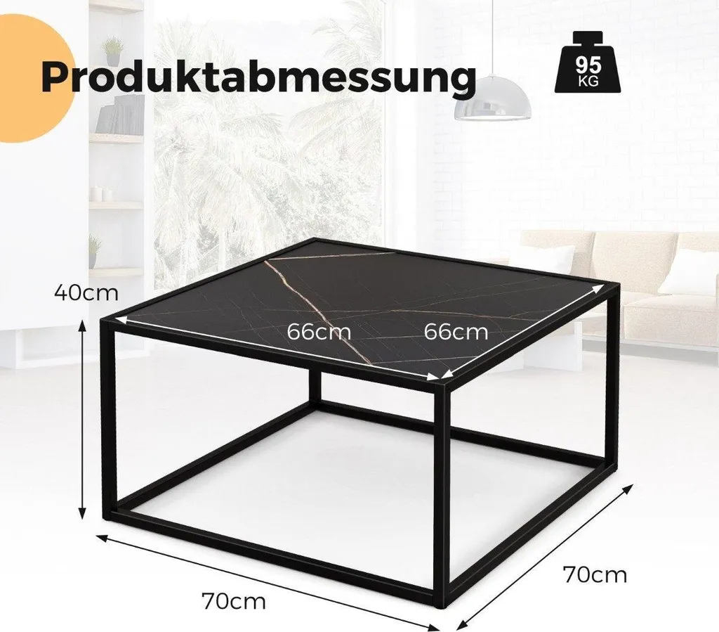 Table basse d'appoint salon aspect marbre noir 70 cm style scandinave - 5