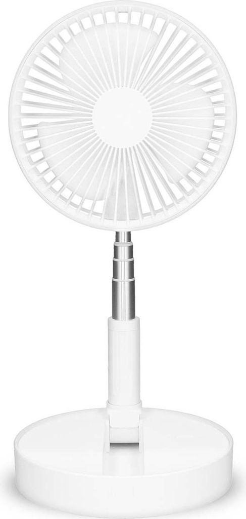 Trebs 99380 - Tragbarer flexibler Tisch- und Standventilator ø20 cm mit Li-Ionen-Akku - Weiß