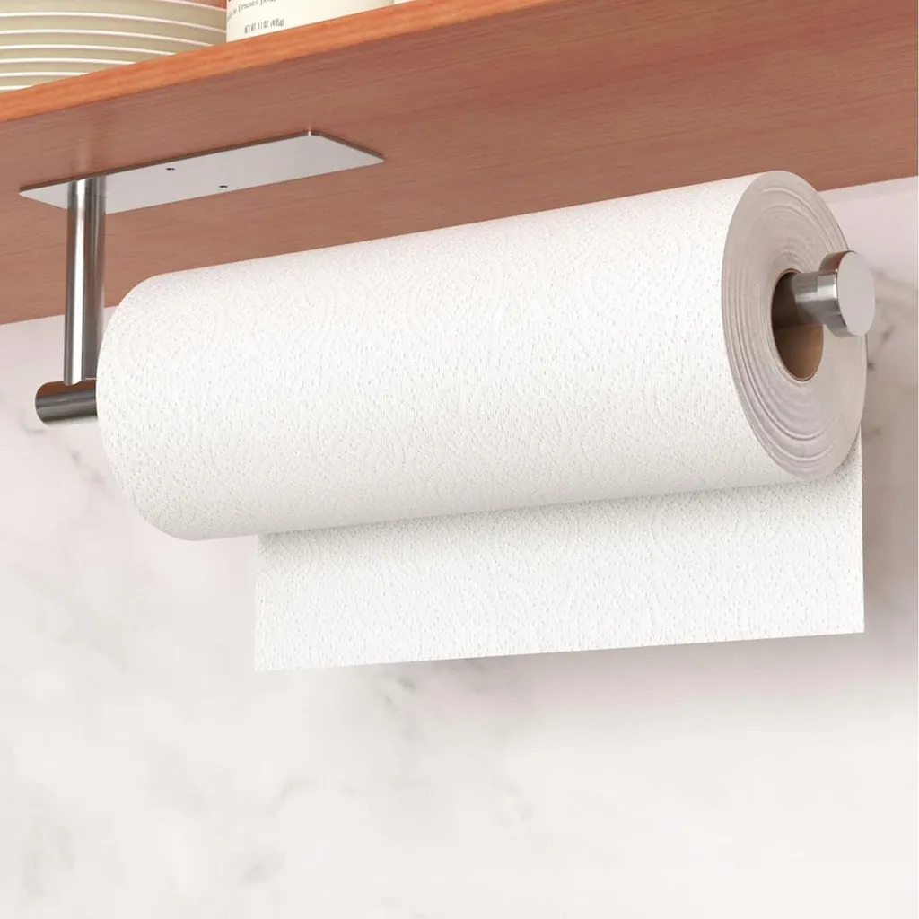 Porta Rotolo Parete Acciaio Inox Autoadesivo - Design Argento Elegante
