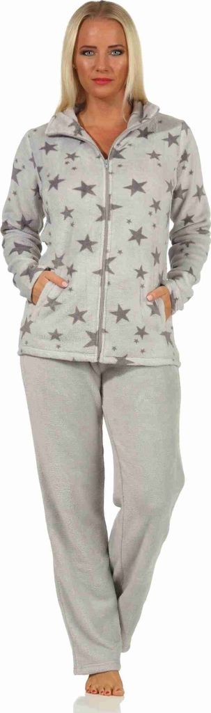 Damen Hausanzug Homewear mit Sternen als Motiv;grau,48