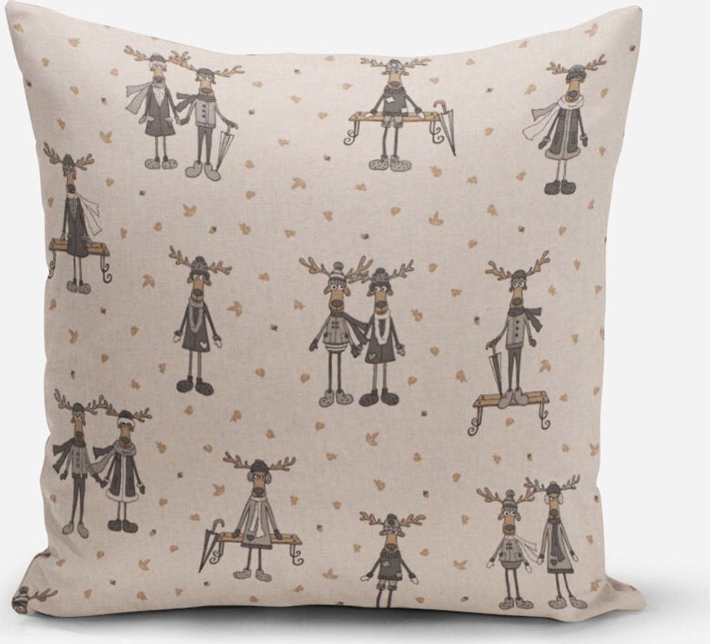 SCHÖNER LEBEN. Kissenhülle Moose Winter Elche Love natur grau beige Größe 50x50cm (HxB) 50x50cm (HxB) Größe