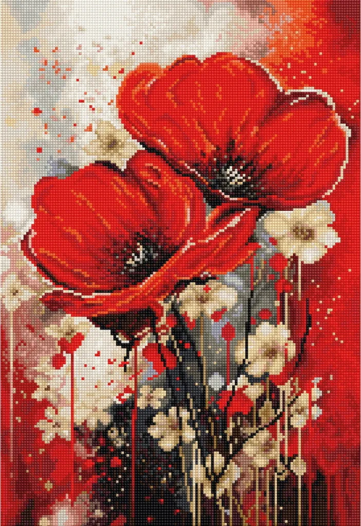 Kit de point de croix Luca-S Danse des coquelicots 22x32cm DIY complet