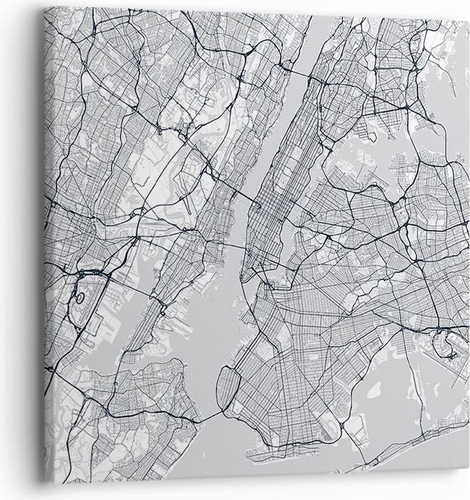 Bild auf Leinwand - Leinwandbild - Einteilig - Neu York Karte - 30x30cm - Wand Bild - Wanddeko - Wandbilder - Leinwanddruck - Bilder - Wanddekorati...