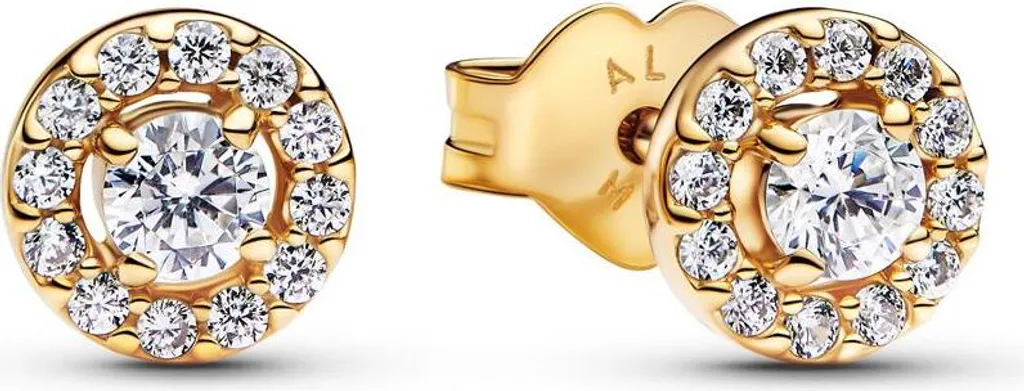 PANDORA Timeless Boucles d'oreilles Halo doré et zirconium scintillant