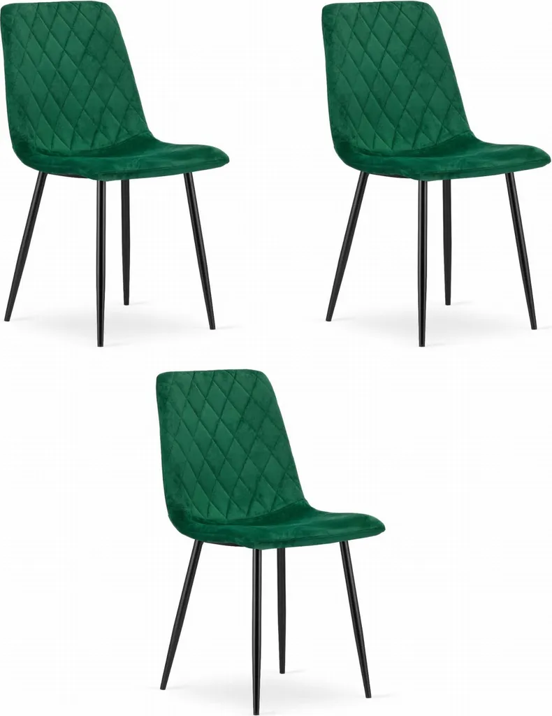 Offerta Set 3 Sedie TURIN Velluto Verde Scuro - Alta Resistenza