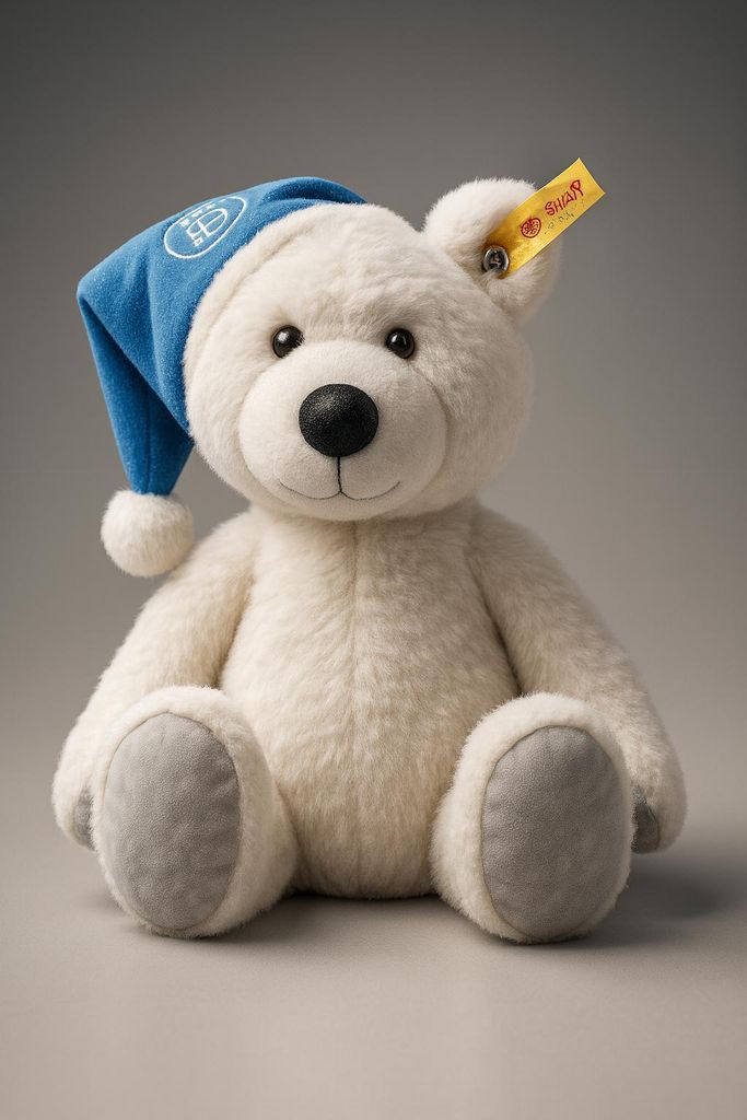 BMW Teddy Steiff mit Mütze Plüschtier Kuscheltier Weiss