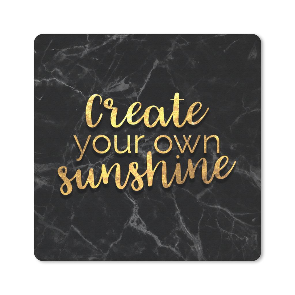 MuchoWow Mauspad Mousepad Zitate - Sonne - Gold - Marmor 20x20 cm - Mousepads - Maus Mat - Pad - Mausunterlage - Desk Mat - Bureauartikeln