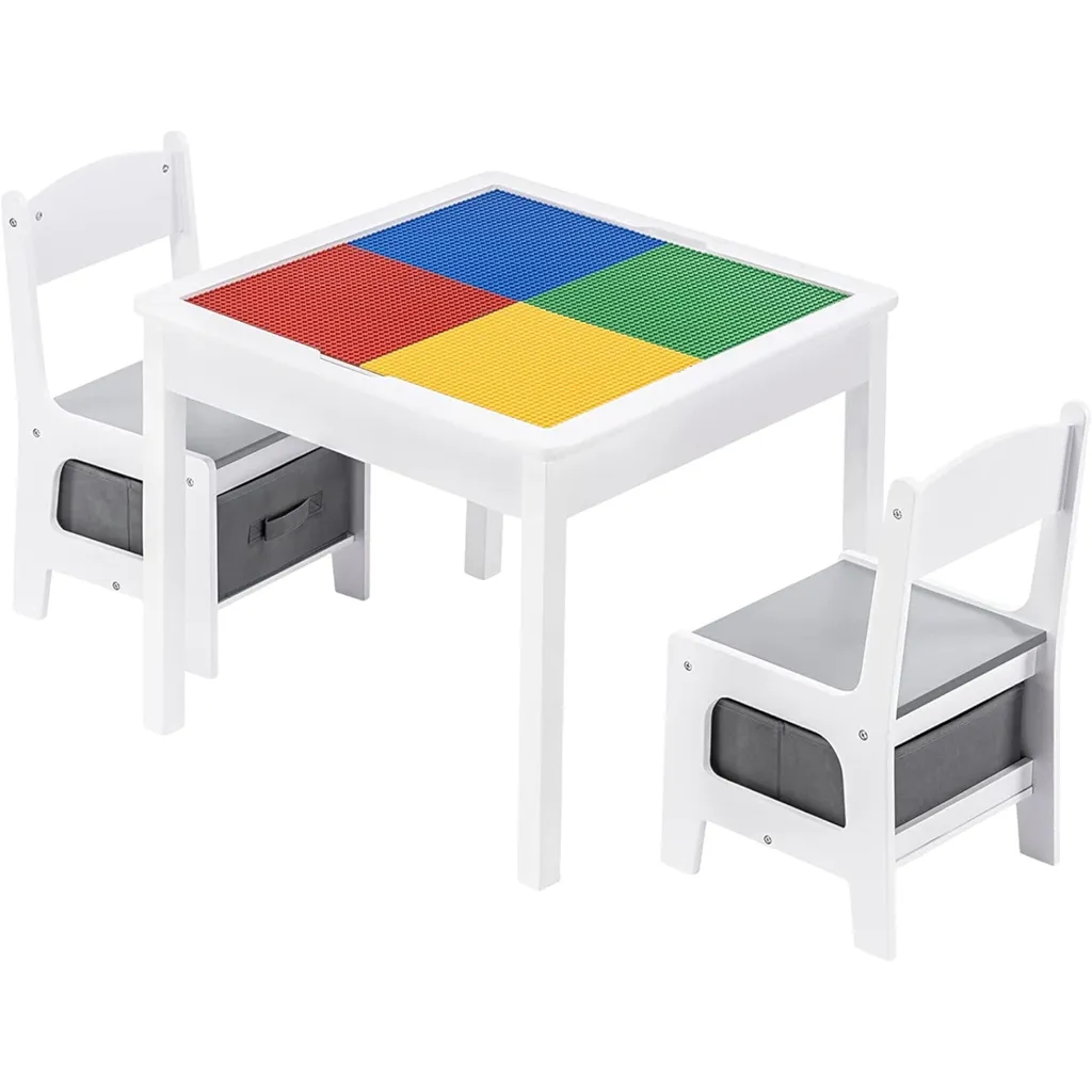 Ginger Home Ensemble Table et 2 Chaises Enfant Bois Plateau Double Face