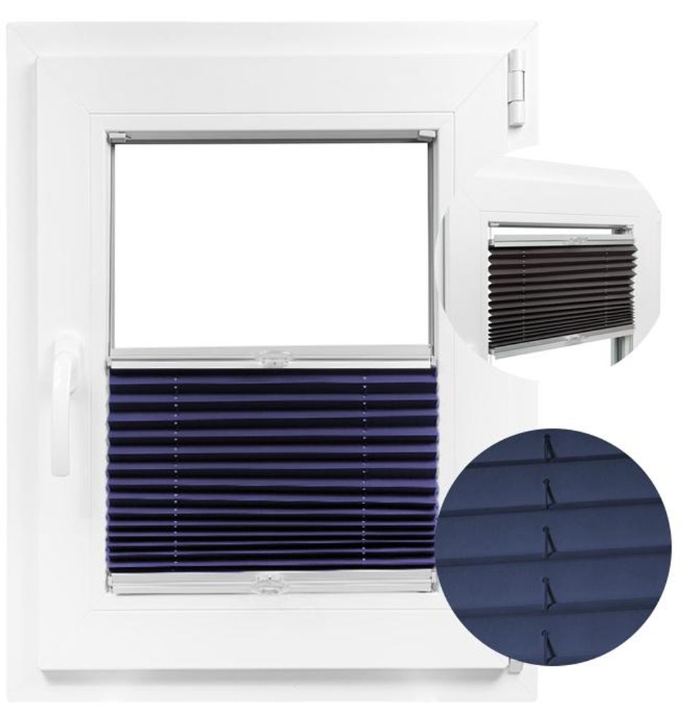 PRASKDESIGN Thermo-Plissee Halbverdunkelnd zum Schrauben - 47x150 - Innenplissee - Sichtschutz - Up&Down - Glasleistenmontage