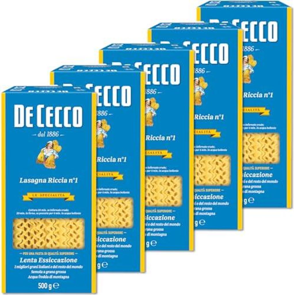 5x Pasta De Cecco 100% Italienisch Lasagna larga Doppia Produktbild 