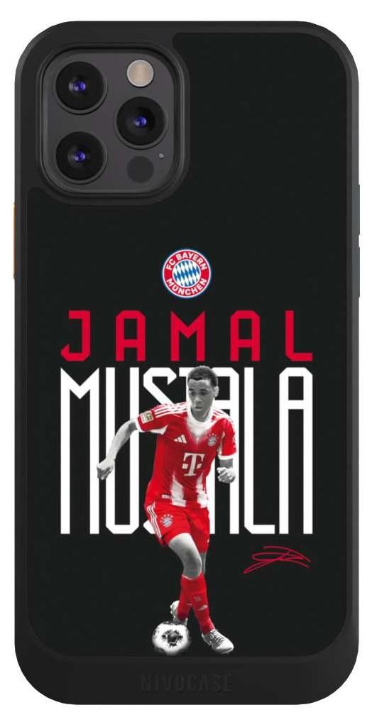NIVOCASE Hülle für Apple iPhone 12 Pro Handyhülle NIVOcore Case Schwarz FC Bayern München Offizielles Lizenzprodukt Jamal Musiala