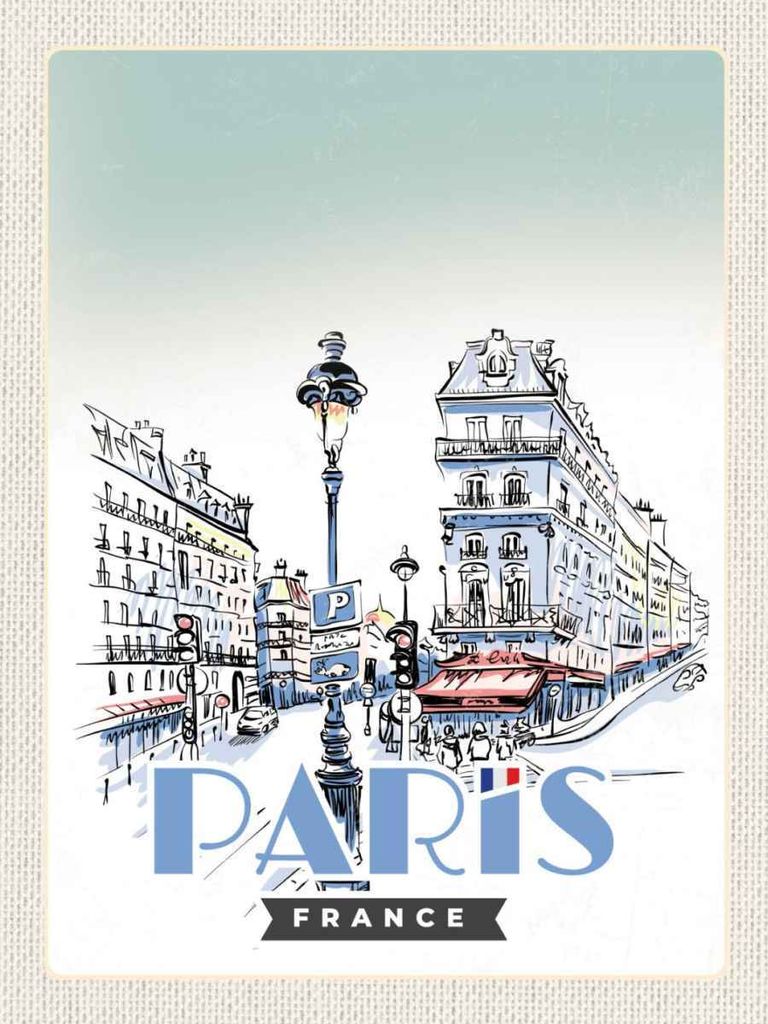 vianmo Holzschild 40x30 cm Paris Frankreich Stadt Kunstbild Bildmotiv Reisemotiv Europa