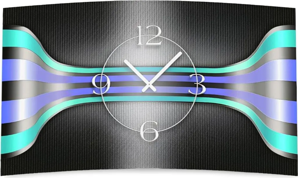 Horloge Murale Design Moderne Coloris Turquoise et Violet No Tick 3D
