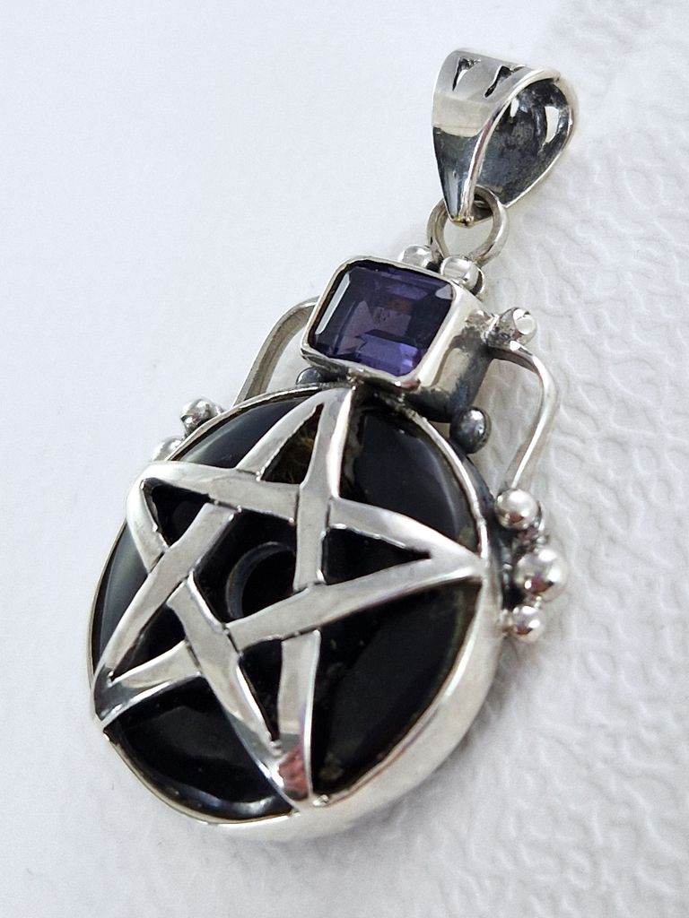 CHENGHONG Pentagramm Kette 925 Silber Mit Onyx - Mystischer Schmuck