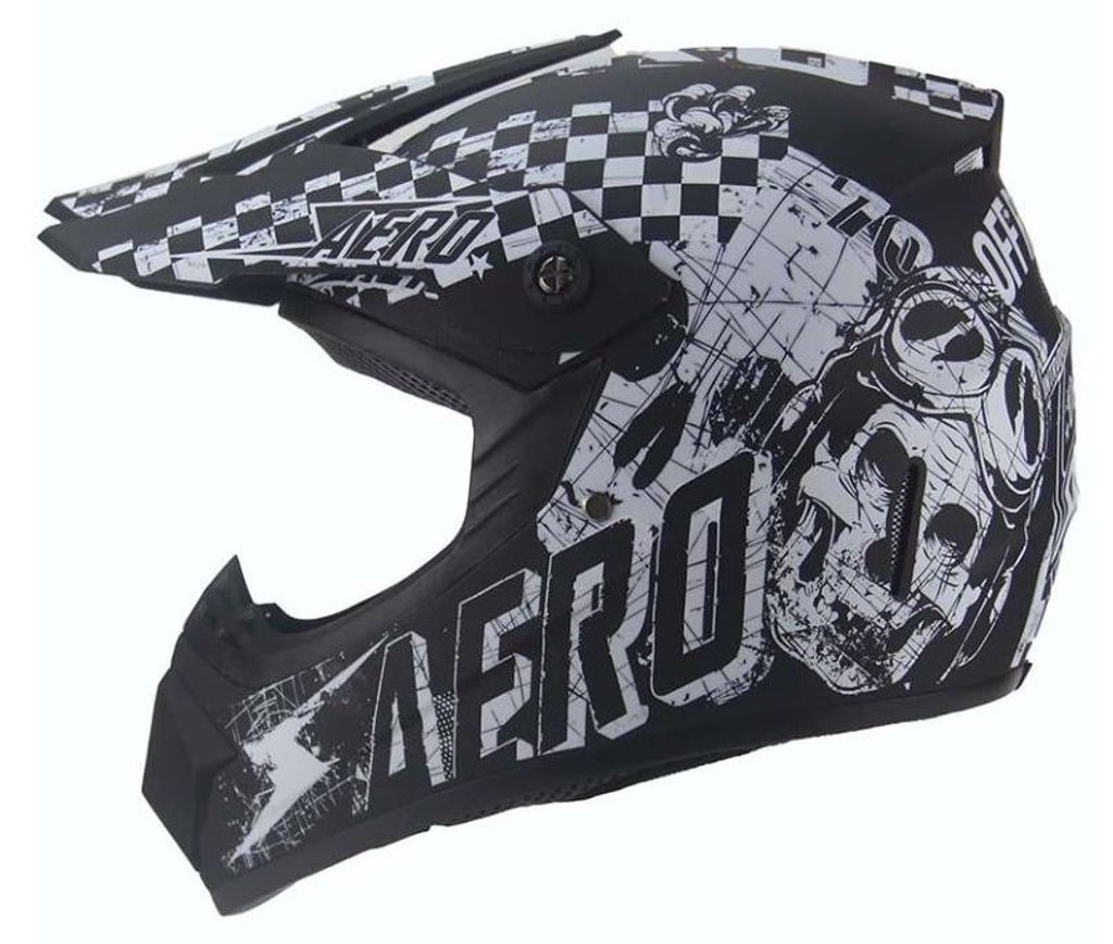 Crosshelm Helm Kinderhelm Quad Motocross Skeleton Schwarz Produktbild 