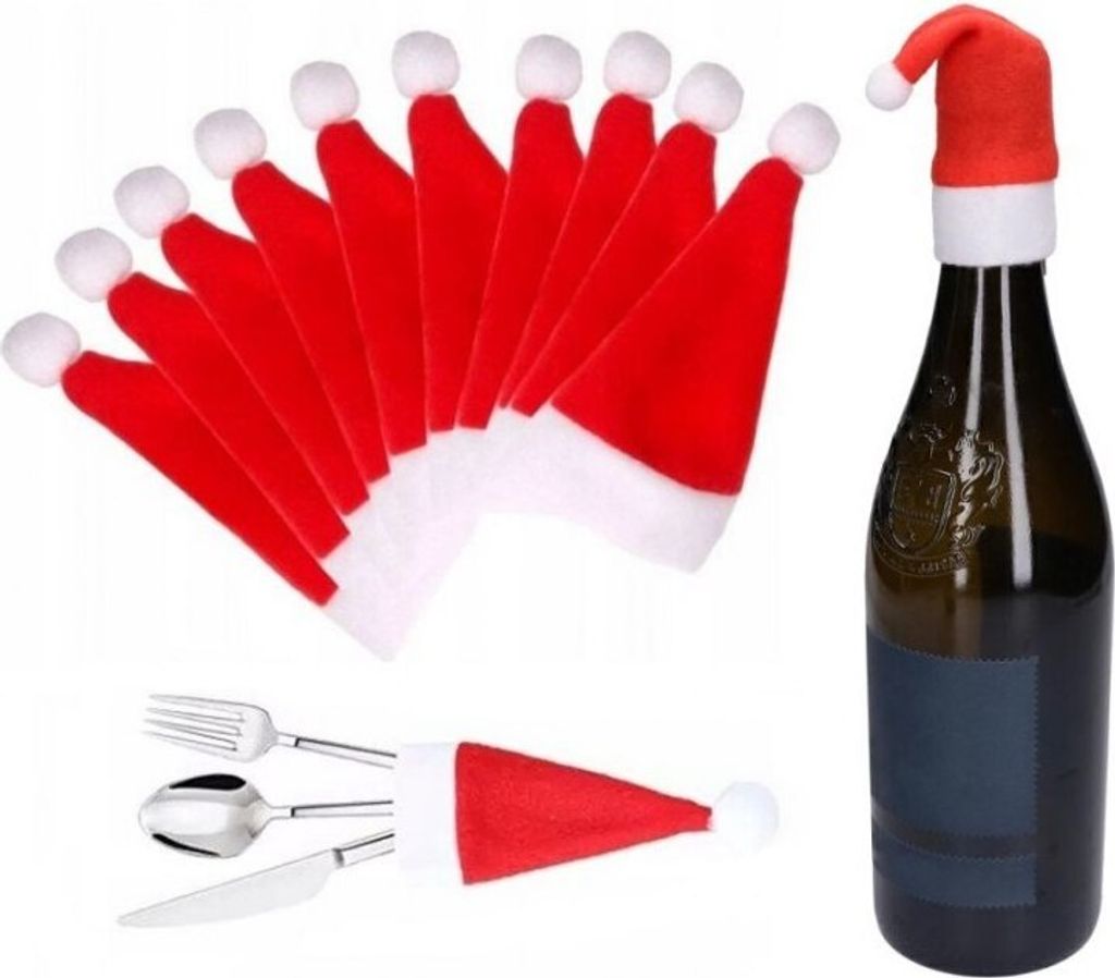 Weihnachtsmannmütze Für Flaschenbesteck 10Stk Dekorationen