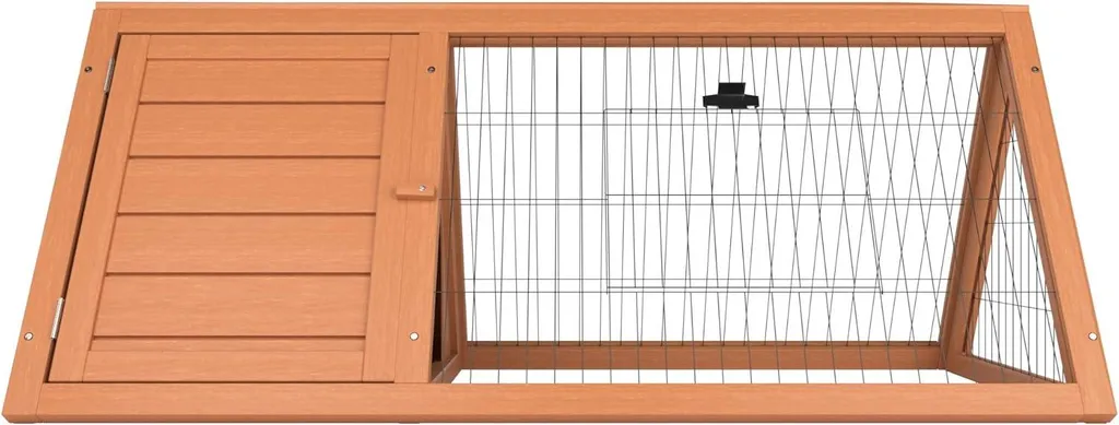 Maison Lapin Bois Spacieuse - Cage Triangulaire avec Enclos de Sécurité
