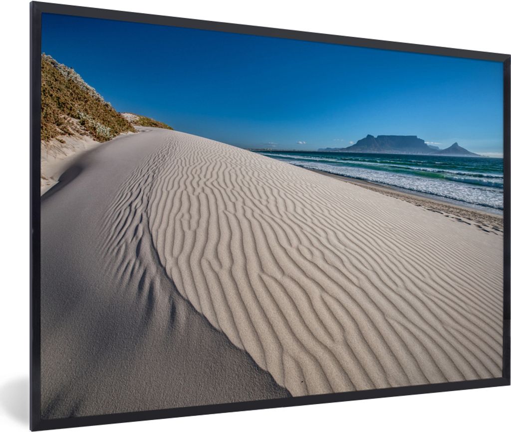 MuchoWow MuchoWow Gerahmtes Poster Blick auf den Tafelberg vom Bloubergstrand aus 60x40 cm - Poster mit zchwarzem Bilderrahmen - Printing - Wan...
