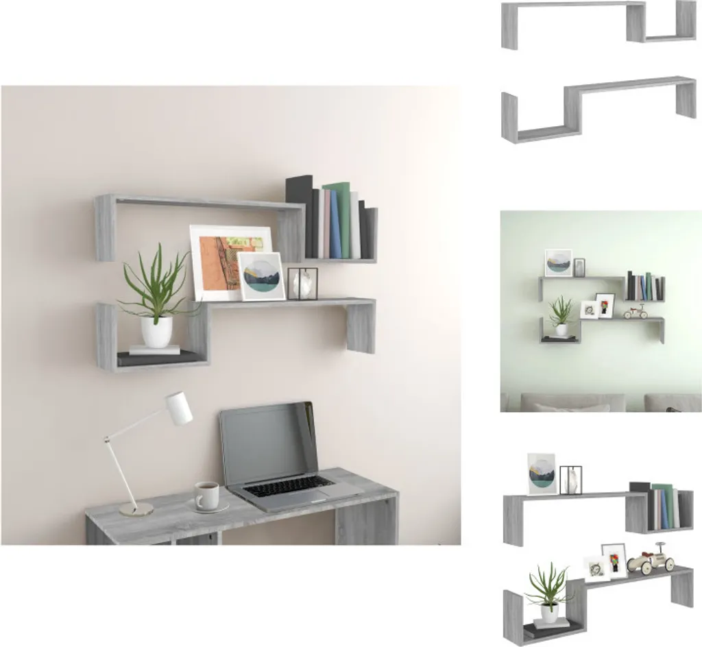 Lot de 2 tablettes murales flottantes Gris Sonoma 100 cm pour décoration