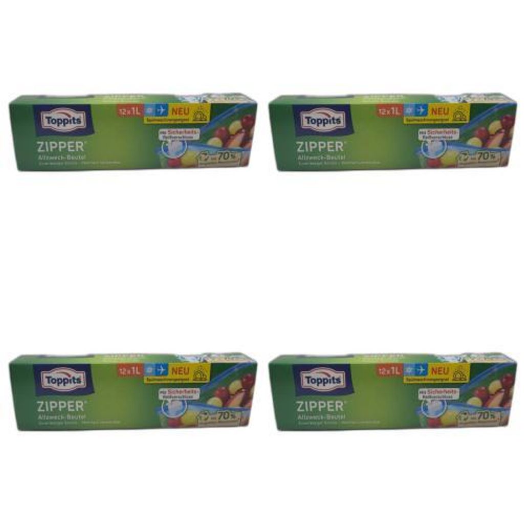 4 x Toppits Zipper Allzweck Beutel 1 Liter