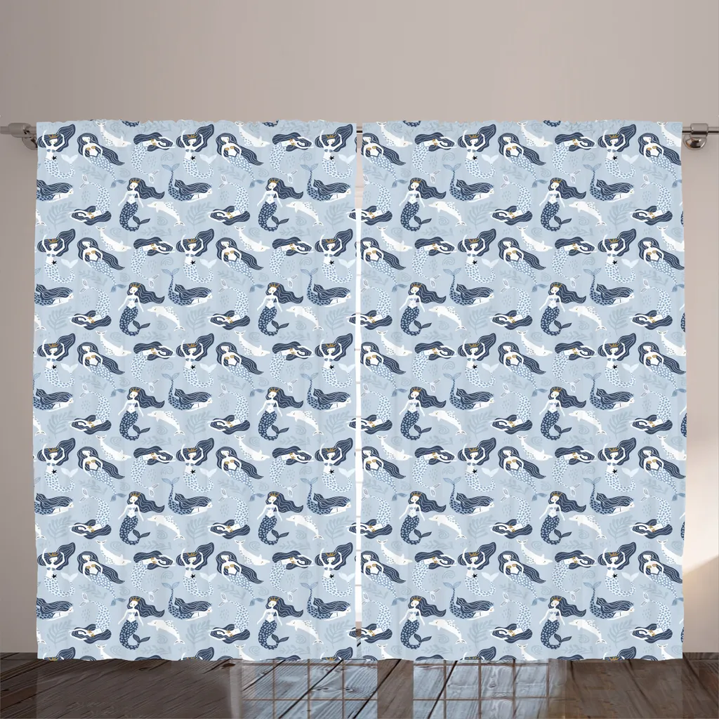 Paire de rideaux universels pour salon et chambre enfant bleu 280x225