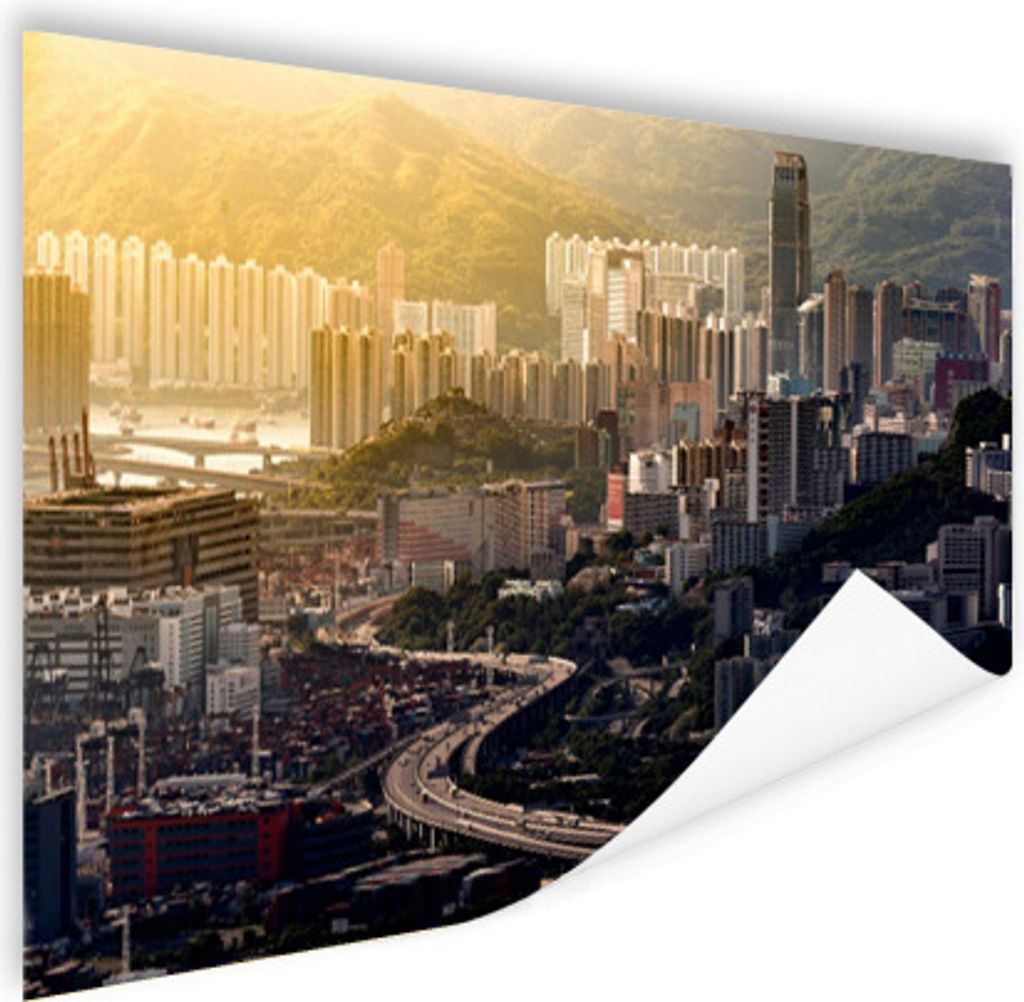 MuchoWow Poster Hongkong - Stadt - Berg 120x80 cm - Bilder