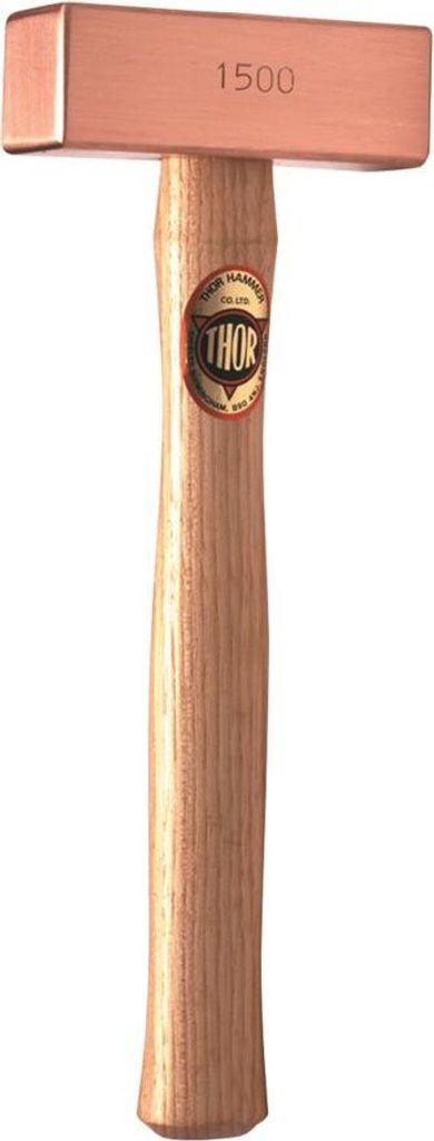THOR Rotkupfer Hammer, Vierkant 38x85mm, 1.000g, mit Holzstiel