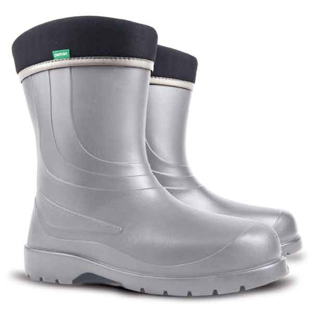 DEMAR Damen Gummistiefel Laura Regenstiefel Garten Arbeitsschuhe EVA gefüttert Silber 36