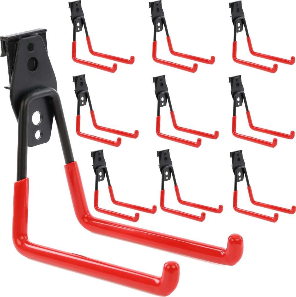 Set 10 Stck. Werkzeugwand Haken von BOTLE, Werkzeughaken, für Elektrowerkzeuge, "Geradeförmig" 13cm, stabil mit PVC-Ummantelung, für Garage, Wer...