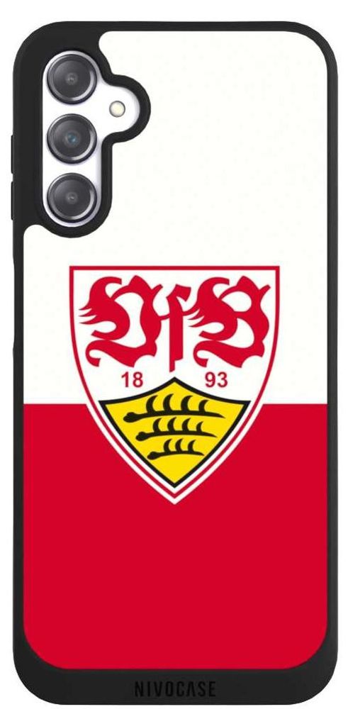 NIVOCASE Handyhülle für Samsung Galaxy A14 5G Hülle NIVOpure Case Schwarz Logo Offizielles Lizenzprodukt VfB Stuttgart