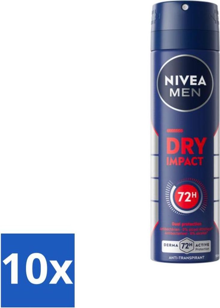 NIVEA MEN - Deodorant Spray - Dry Impact - 150 ml - Vorteilspack - 10 Stücke