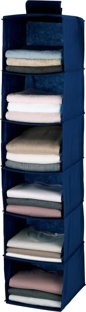 Rangement de penderie suspendu pour organiser pulls et linge en bleu marine
