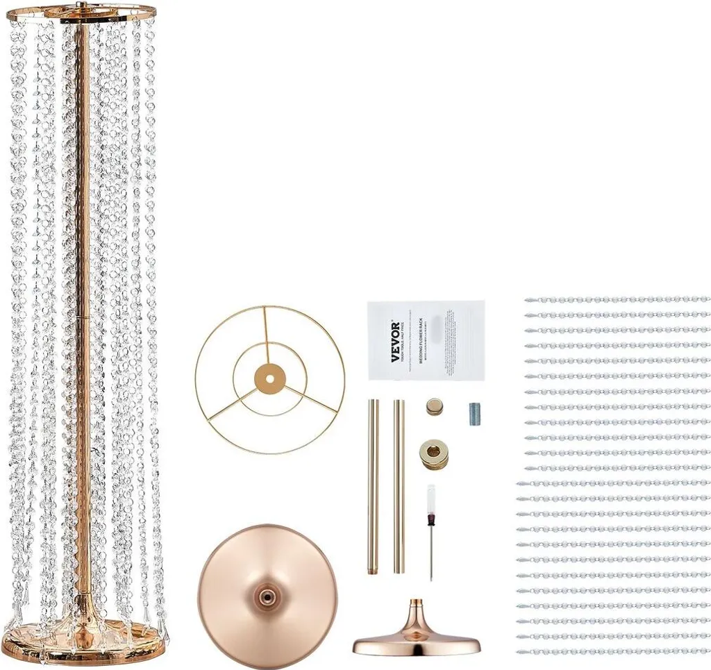 Décoration de mariage : Support fleurs cristal 90 cm pour centre de table - 9