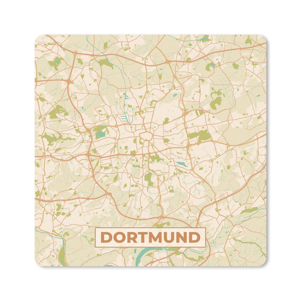 MuchoWow Mauspad Mousepad Stadtplan - Dortmund - Stadtplan - Vintage 30x30 cm - Mousepads - Maus Mat - Pad - Mausunterlage - Gaming
